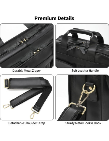 Maletín de Cuero Jack&Chris para Hombres 15.6" Impermeable