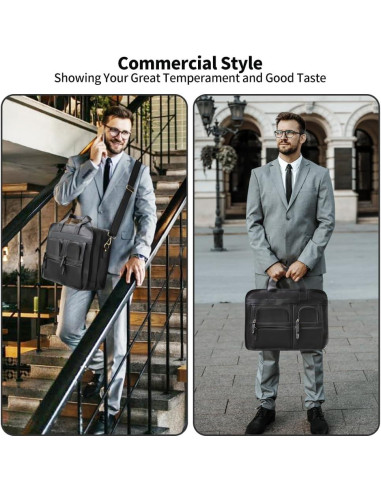 Maletín de Cuero Jack&Chris para Hombres 15.6" Impermeable