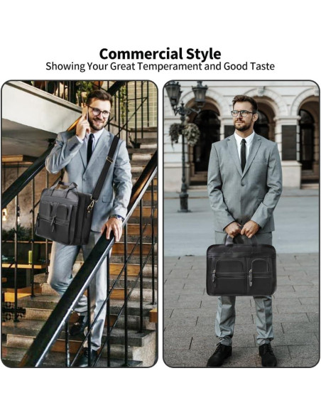 Maletín de Cuero Jack&Chris para Hombres 15.6" Impermeable