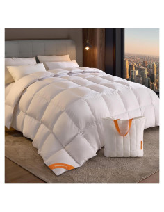 Edredón de Plumas Queen SONGMICS HOME 1550g Blanco Nube