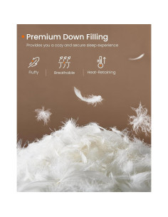 Edredón de Plumas Queen SONGMICS HOME 1550g Blanco Nube 2