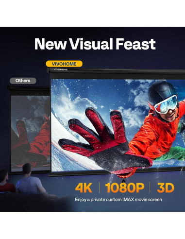 Pantalla de Proyector VIVOHOME Retráctil 120" 4K Manual HD