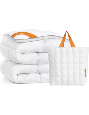 Edredón de Plumas Queen SONGMICS HOME 1550g Blanco Nube