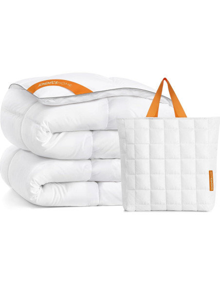 Edredón de Plumas Queen SONGMICS HOME 1550g Blanco Nube