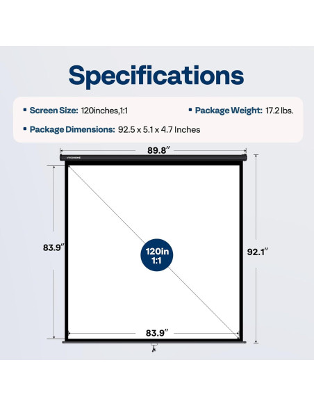 Pantalla de Proyector VIVOHOME Retráctil 120" 4K Manual HD