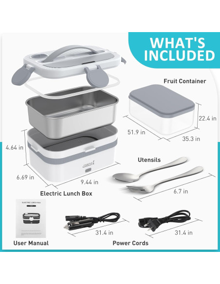 Caja de Almuerzo Eléctrica THRIVE1 1.8L Calentador 80W