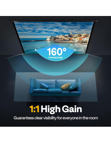 Pantalla de Proyector VIVOHOME Retráctil 120" 4K Manual HD