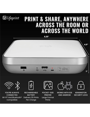 Impresora Portátil de Fotos Lifeprint 3x4.5 Blanca - Realidad Aumentada