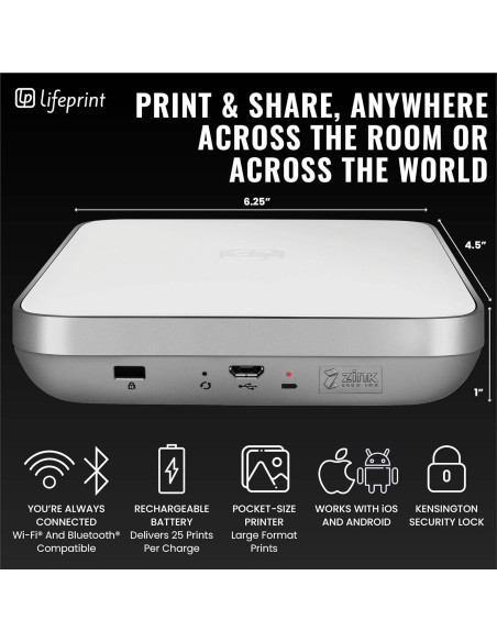Impresora Portátil de Fotos Lifeprint 3x4.5 Blanca - Realidad Aumentada