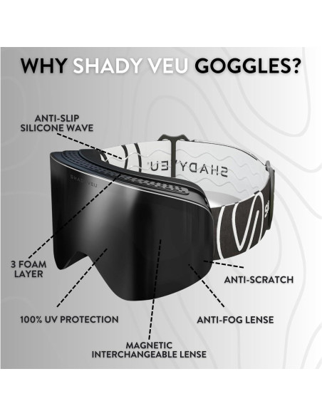 Gafas de Nieve ShadyVEU Anti Niebla TPU Ajustables UV400