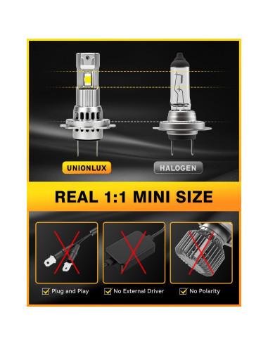 Bombillas LED H7 unionlux 6500K 40000LM Luz de Niebla - 2 Pzas