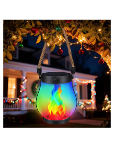 Linterna Solar de Llama Jyoiat Morada Impermeable 2 Pzs