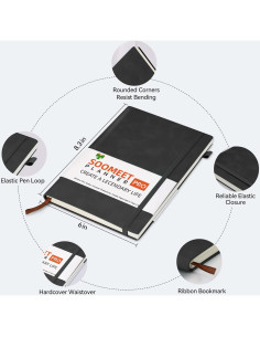 Cuaderno de Tapa Dura Soomeet A5 Negro 200 Páginas Rayadas 2