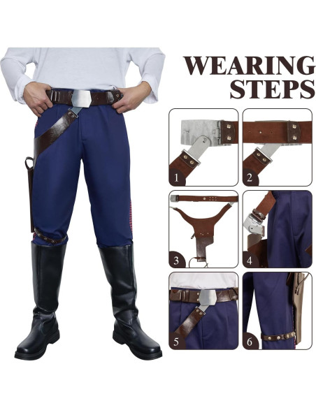 Cinturón de disfraz para hombres PU con funda cosplay Halloween