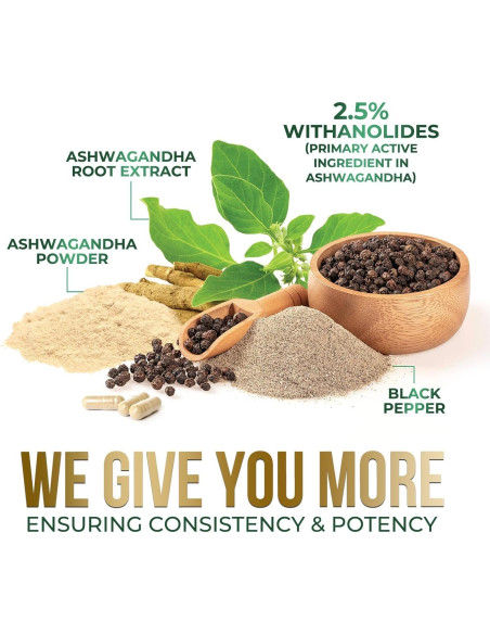 Suplemento de Ashwagandha Nature's Nutrition 2100mg - 60 Cápsulas Veganas