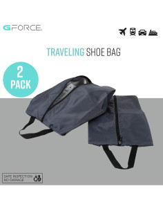 GForce Juego de 2 Bolsas de Zapatos de Viaje Nylon Gris 2