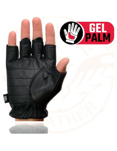 Guantes de Motocicleta Milwaukee SH357 de Cuero Negro con Palma de Gel 2
