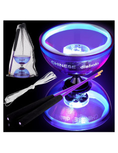 Juego de Diabolo Chino LED Simgoing con 2 Palos y Cuerda 10m