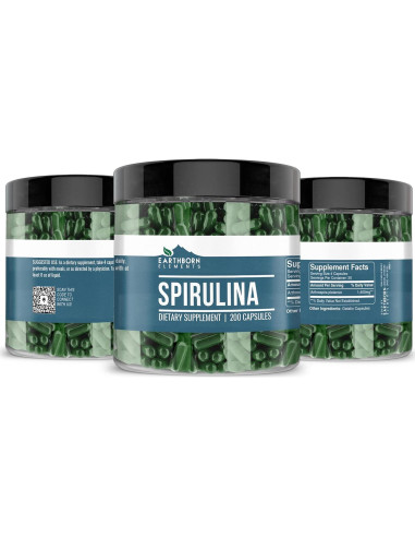 Espirulina 200 Cápsulas Elementos de la Tierra Pura Sin Aditivos