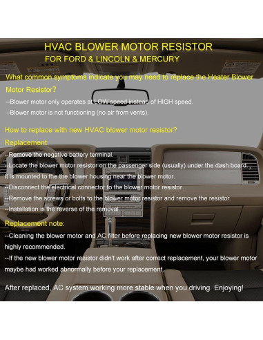 Resistor Motor Ventilador HVAC FAERSI YH-1716 Compatible Ford