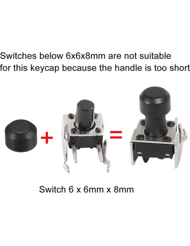 Tapa de Botón Táctil uxcell 25 Pcs 3.1mm Negro