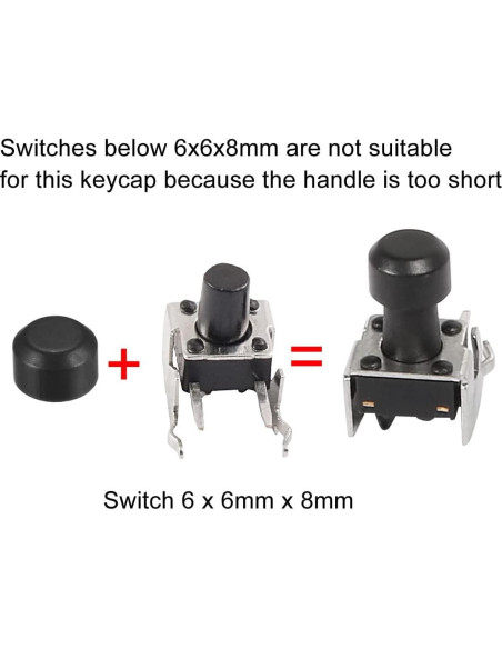 Tapa de Botón Táctil uxcell 25 Pcs 3.1mm Negro