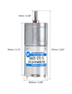 Motor Engranado DC 24V 60RPM MECCANIXITY JGA25-370 2