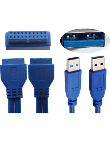 Adaptador USB 3.0 A macho a 20 pines para placa base 30cm AAOTOKK