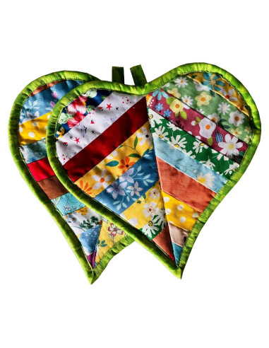 Agarraderas de Cocina 100% Algodón Corazones 2PCS 26.67x25.4cm