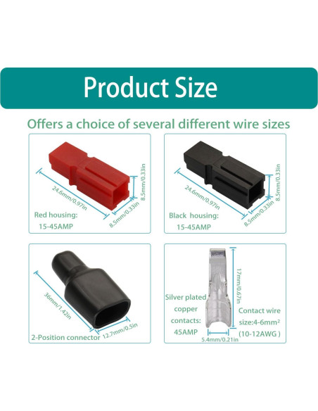 20 Pares Conectores de Terminales Rápida 45A Raogoodcx 4-6mm