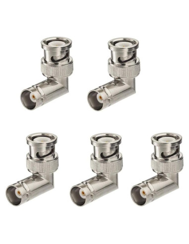 Adaptador BNC macho a hembra ángulo recto Eightwood 5pcs 50 Ohm