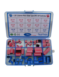 Kit de Interruptores DIP SPST Deslizantes 74PCS Rojo Azul