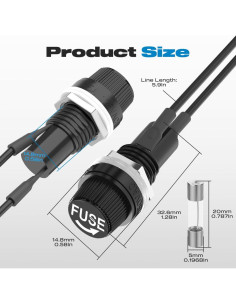 Portafusible 5x20mm Malictele con Cables Pre-soldados - Paquete de 5 2