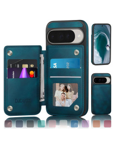 Funda Cartera DJDUCK para Google Pixel 10/10 Pro Verde Azulado