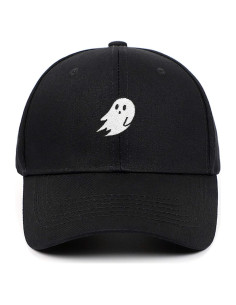 Gorra de béisbol bordada Algodón Unisex Fantasma Negro