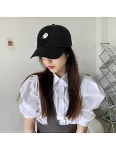 Gorra de béisbol bordada Algodón Unisex Fantasma Negro 2