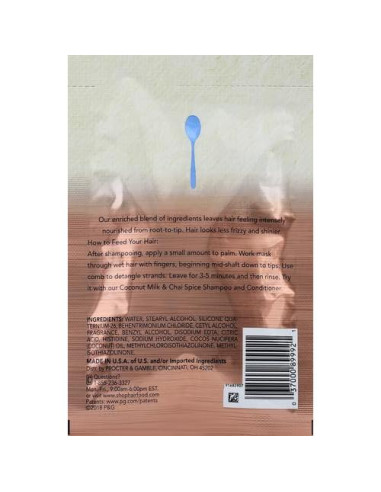 Mascarilla Capilar Nutritiva de Coco Hair Food 48 g - Sin Sulfatos