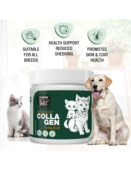 Polvo de colágeno para piel y abrigo Wagging Tails - 200 g