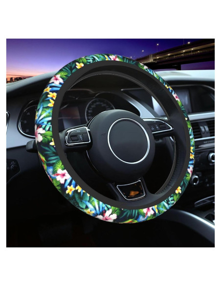 Cubierta de Volante Universal WENYINDIAN 38cm Flores Hawaianas