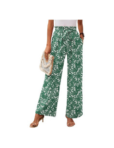 Pantalones de Pierna Ancha para Mujeres Heymoments - Cintura Alta, Verde