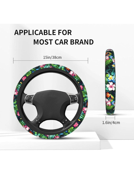 Cubierta de Volante Universal WENYINDIAN 38cm Flores Hawaianas