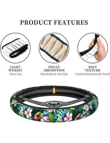 Cubierta de Volante Universal WENYINDIAN 38cm Flores Hawaianas