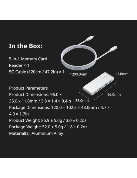 Lector de Tarjetas 5-en-1 SmallRig USB-C 65W SD TF