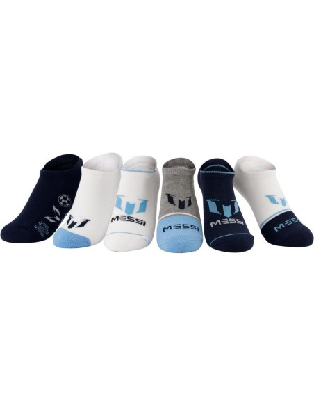 Calcetines No-Show Messi para Niños - Paquete de 6 Unidades