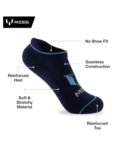 Calcetines No-Show Messi para Niños - Paquete de 6 Unidades