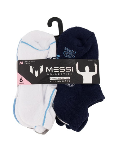 Calcetines No-Show Messi para Niños - Paquete de 6 Unidades