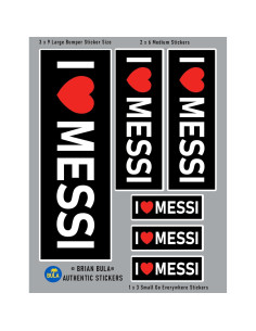 Hoja de 6 Stickers I Love Messi - Vinilo Negro - Personalizables 2