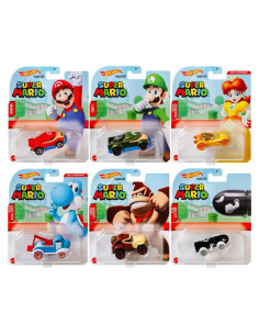 Hot Wheels Super Mario - Paquete 6 Autos Metal 1:64 Mattel