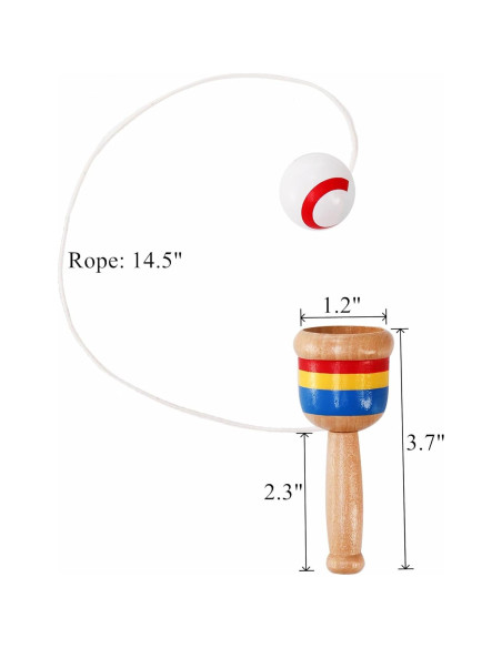 Juego de atrapar pelotas de madera Cididu - 12 piezas, 36.8 cm