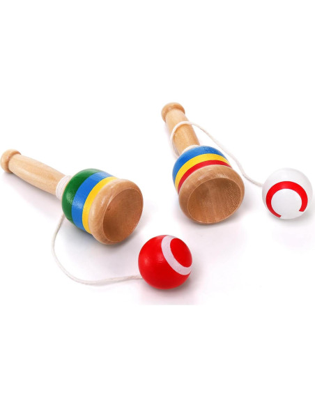 Juego de atrapar pelotas de madera Cididu - 12 piezas, 36.8 cm